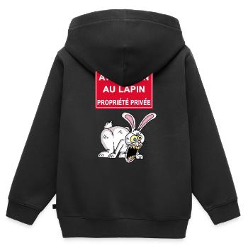 Attention au lapin blanc - Sweat Premium à capuche zippé enfant bio - noir - Dos - AI Model Kid Male (0cm)