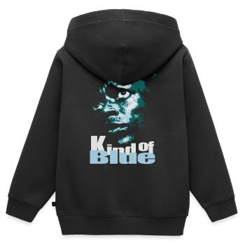Blauer Jazz Flex - Kinder Premium Organic Zip Hoodie - Schwarz - Hinten - AI Model Kid Male (0cm)