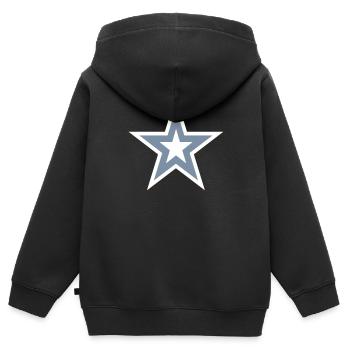 GLÜCKSSTERN - Kinder Premium Organic Zip Hoodie - Schwarz - Hinten - AI Model Kid Male (0cm)