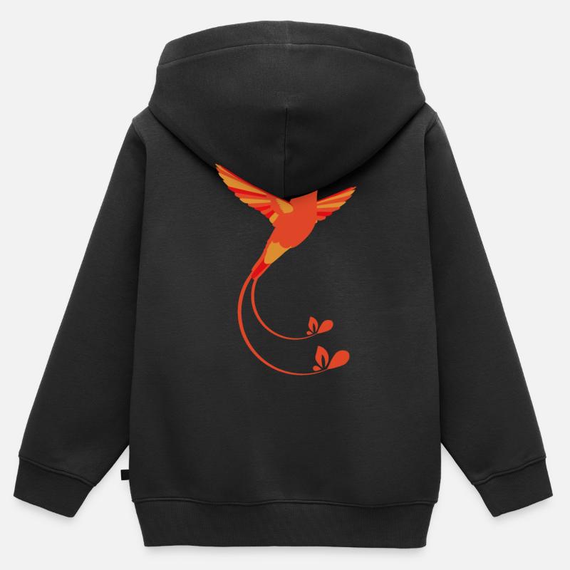 Colori del fuoco Hummingbird - Felpa Premium con cappuccio con zip bambino bio - nero