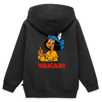 Yakari - Aufgepasst! - Kinder Premium Organic Zip Hoodie - Schwarz - Hinten - AI Model Kid Male (0cm)