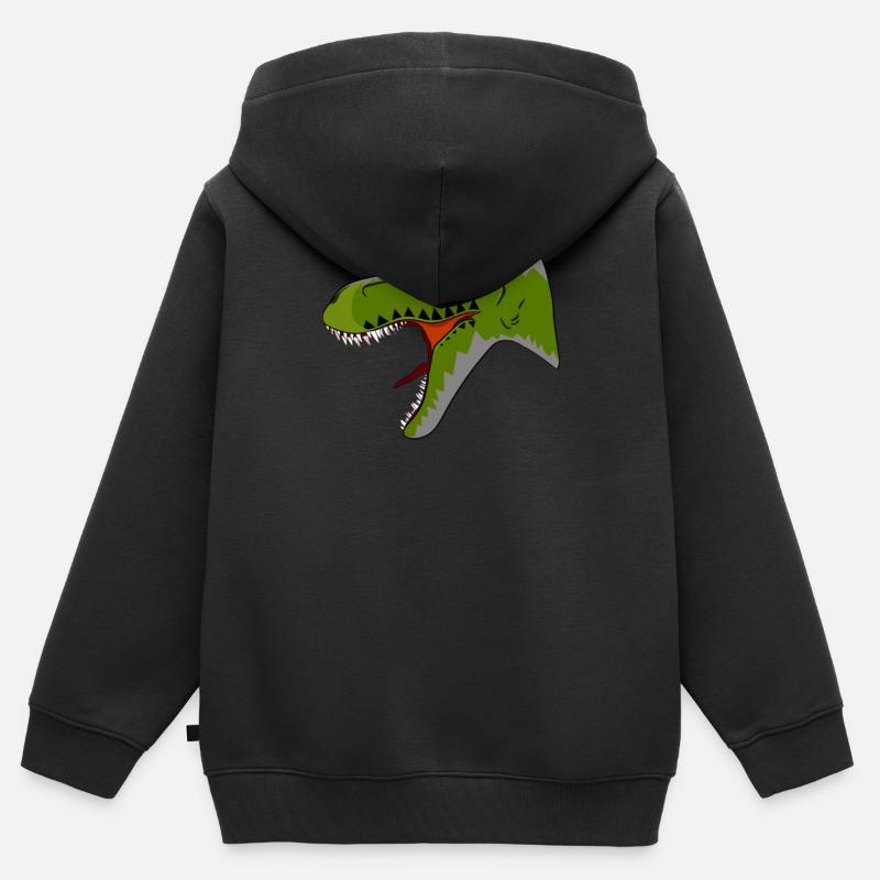 T-Rex - Sweat Premium à capuche zippé enfant bio - noir