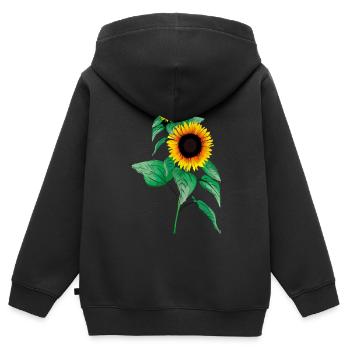 Sonnenblumen - Kinder Premium Organic Zip Hoodie - Schwarz - Hinten - AI Model Kid Male (0cm)