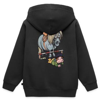 Thellwell Cheval Saut D'Obstacles - Sweat Premium à capuche zippé enfant bio - noir - Dos - AI Model Kid Male (0cm)