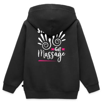 Massage - Kinder Premium Organic Zip Hoodie - Schwarz - Hinten - AI Model Kid Male (0cm)