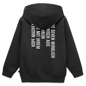 lustige coole witzige Sprüche Spruch lustig witzig - Kinder Premium Organic Zip Hoodie - Schwarz - Hinten - AI Model Kid Male (0cm)