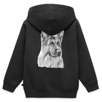 Altdeutscher Schäferhund Deutscher Schäferhund - Kinder Premium Organic Zip Hoodie - Schwarz - Hinten - AI Model Kid Male (0cm)