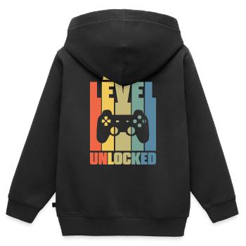 Dad Level Entsperrt Gaming neuen Vater - Kinder Premium Organic Zip Hoodie - Schwarz - Hinten - AI Model Kid Male (0cm)