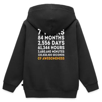 7th Birthday, 7 Year Old Birthday, 7th Birthday - Kids Premium Organic Zip-up Hoodie - black - Back - AI Model Kid Male (0cm)