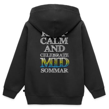 Midsommar Fest Scandinavie - Sweat Premium à capuche zippé enfant bio - noir - Dos - AI Model Kid Male (0cm)