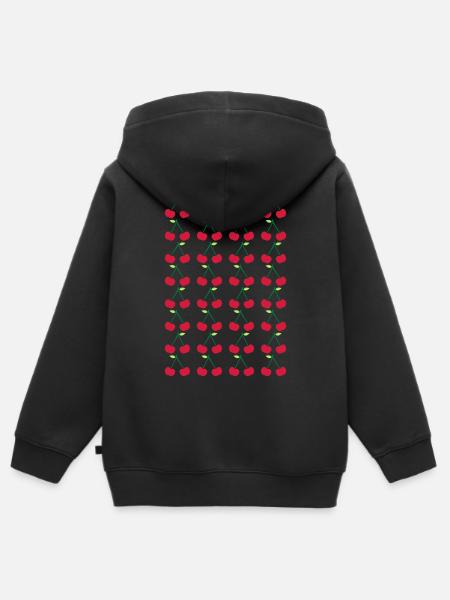 Little Cherries Stencil Pattern - Kinder Premium Organic Zip Hoodie - Schwarz