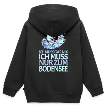 Bodensee - Kinder Premium Organic Zip Hoodie - Schwarz - Hinten - AI Model Kid Male (0cm)