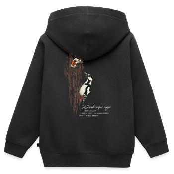 Pic tacheté avec des petits - Sweat Premium à capuche zippé enfant bio - noir - Dos - AI Model Kid Male (0cm)