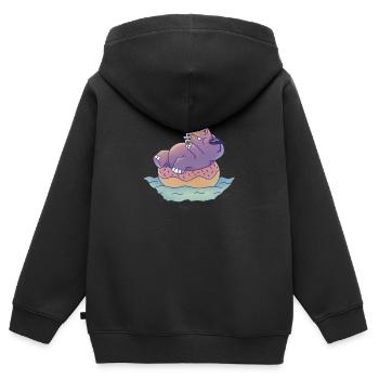 Été Hippo Soleil Lunettes Limonade Piscine Donut Mer - Sweat Premium à capuche zippé enfant bio - noir - Dos - AI Model Kid Male (0cm)