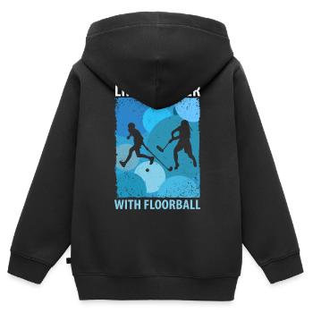 Floorball Unihockey Feldhockey Hallenhockey - Kinder Premium Organic Zip Hoodie - Schwarz - Hinten - AI Model Kid Male (0cm)