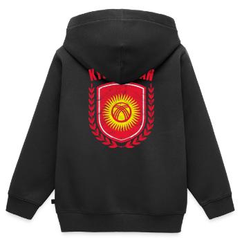Kirgisistan - Kinder Premium Organic Zip Hoodie - Schwarz - Hinten - AI Model Kid Male (0cm)