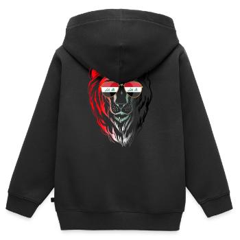 Irak - Sweat Premium à capuche zippé enfant bio - noir - Dos - AI Model Kid Male (0cm)