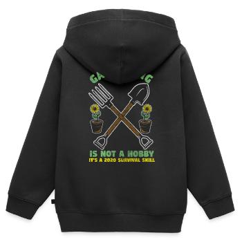Gärtner Gärtnern Rechen - Kinder Premium Organic Zip Hoodie - Schwarz - Hinten - AI Model Kid Male (0cm)
