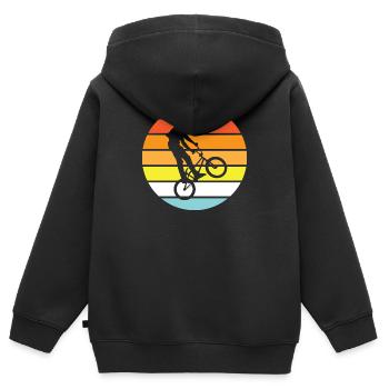 BMX - Rider vintage - été - Sweat Premium à capuche zippé enfant bio - noir - Dos - AI Model Kid Male (0cm)