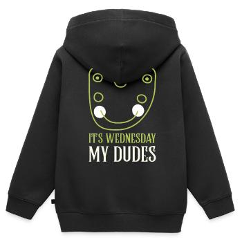 C’est mercredi mes mecs! C’est mercredi mes mecs - Sweat Premium à capuche zippé enfant bio - noir - Dos - AI Model Kid Male (0cm)