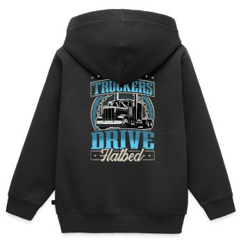 LKW Fahrer - Kinder Premium Organic Zip Hoodie - Schwarz - Hinten - AI Model Kid Male (0cm)