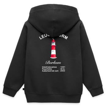 Insel Borkum, Wahrzeichen Kleiner Leuchtturm - Kinder Premium Organic Zip Hoodie - Schwarz - Hinten - AI Model Kid Male (0cm)