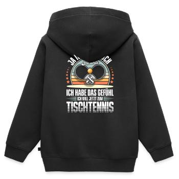 Tischtennis - Kinder Premium Organic Zip Hoodie - Schwarz - Hinten - AI Model Kid Male (0cm)
