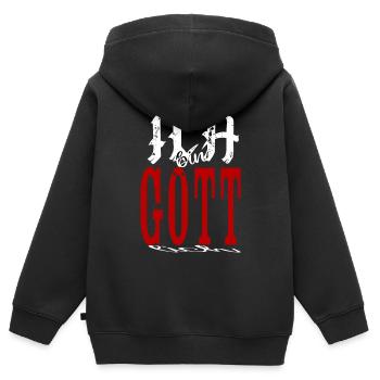 ICH bin göttlich - Gott Gottheit Männer Man - Kinder Premium Organic Zip Hoodie - Schwarz - Hinten - AI Model Kid Male (0cm)