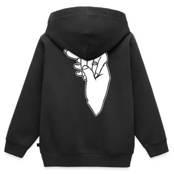 Bague de mariage de fiançailles Main - Sweat Premium à capuche zippé enfant bio - noir - Dos - AI Model Kid Male (0cm)