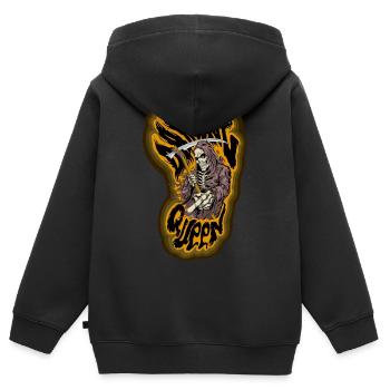Death Reaper with Fire - Kids Premium Organic Zip-up Hoodie - black - Back - AI Model Kid Male (0cm)