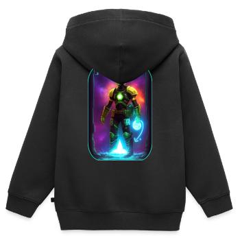 Dessin animé de science-fiction avec Astranaut - Sweat Premium à capuche zippé enfant bio - noir - Dos - AI Model Kid Male (0cm)