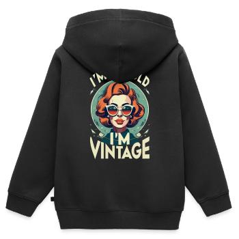 vintage Lady - Sweat Premium à capuche zippé enfant bio - noir - Dos - AI Model Kid Male (0cm)
