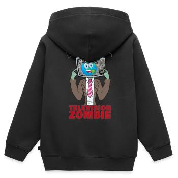 Télévision Zombie TV Zombie - Sweat Premium à capuche zippé enfant bio - noir - Dos - AI Model Kid Male (0cm)