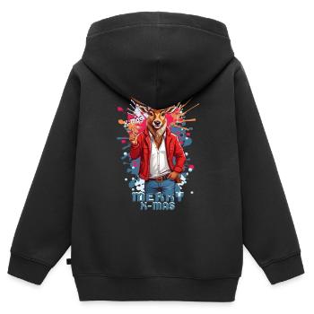 Coole Rudolph das Rentier - Kinder Premium Organic Zip Hoodie - Schwarz - Hinten - AI Model Kid Male (0cm)
