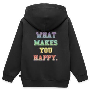 Inspirierende farbenfrohe Glücksbotschaft - Kinder Premium Organic Zip Hoodie - Schwarz - Hinten - AI Model Kid Male (0cm)