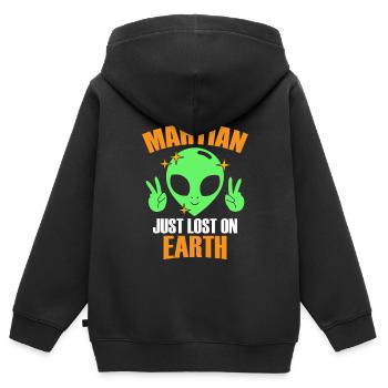 I Am a Martian Just Lost on Earth, Humor, Fun, - Kinder Premium Organic Zip Hoodie - Schwarz - Hinten - AI Model Kid Male (0cm)