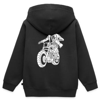 Der weiße Biker aus der Hölle - Kinder Premium Organic Zip Hoodie - Schwarz - Hinten - AI Model Kid Male (0cm)