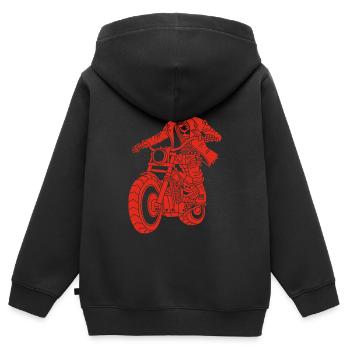Der rote Biker aus der Hölle - Kinder Premium Organic Zip Hoodie - Schwarz - Hinten - AI Model Kid Male (0cm)