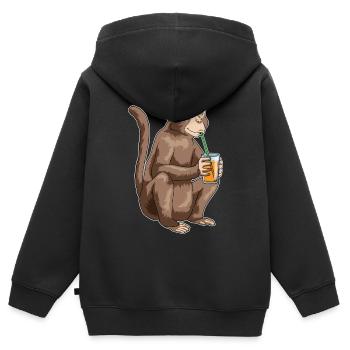 Affe Saft - Kinder Premium Organic Zip Hoodie - Schwarz - Hinten - AI Model Kid Male (0cm)