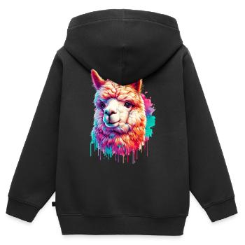 Alpaka - Kinder Premium Organic Zip Hoodie - Schwarz - Hinten - AI Model Kid Male (0cm)