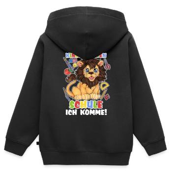Niedlicher Löwe Kind Einschulung Schulanfang - Kinder Premium Organic Zip Hoodie - Schwarz - Hinten - AI Model Kid Male (0cm)