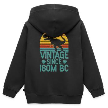 Dino T-Rex Vintage Retro Dinosaur Art de 160M avant JC - Sweat Premium à capuche zippé enfant bio - noir - Dos - AI Model Kid Male (0cm)