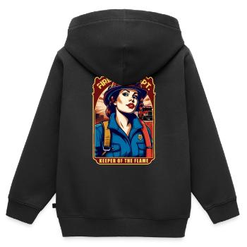 Feuerwehrfrau - Kinder Premium Organic Zip Hoodie - Schwarz - Hinten - AI Model Kid Male (0cm)