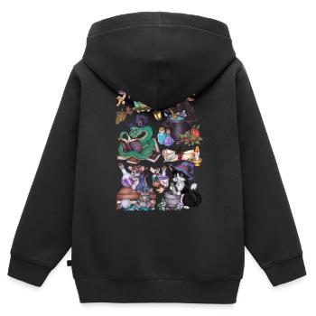 Niedliche Halloween Tiere im Hexen Style mit Magie - Kinder Premium Organic Zip Hoodie - Schwarz - Hinten - AI Model Kid Male (0cm)