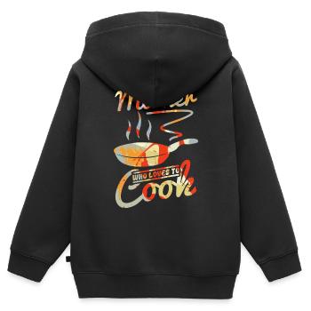 Maman cuisinière - Sweat Premium à capuche zippé enfant bio - noir - Dos - AI Model Kid Male (0cm)