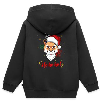 Tier Ho Ho Ho - Weihnachts- - Kinder Premium Organic Zip Hoodie - Schwarz - Hinten - AI Model Kid Male (0cm)