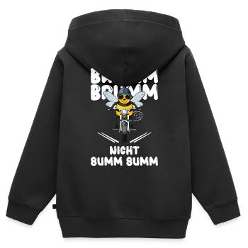 Biene Motorrad brumm brumm nicht summ summ weiß - Kinder Premium Organic Zip Hoodie - Schwarz - Hinten - AI Model Kid Male (0cm)