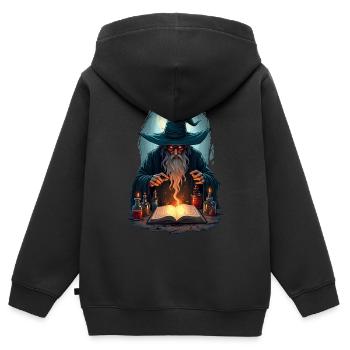 Meister der Zauberei - Kinder Premium Organic Zip Hoodie - Schwarz - Hinten - AI Model Kid Male (0cm)