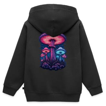 Lebendiger Pilz - Kinder Premium Organic Zip Hoodie - Schwarz - Hinten - AI Model Kid Male (0cm)