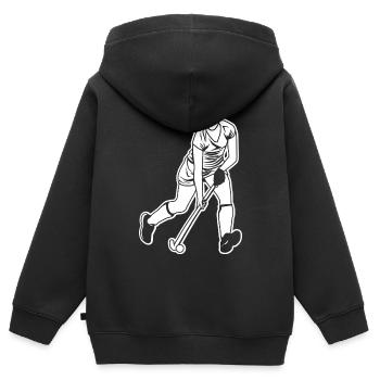 Hockey Mädchen - Kinder Premium Organic Zip Hoodie - Schwarz - Hinten - AI Model Kid Male (0cm)